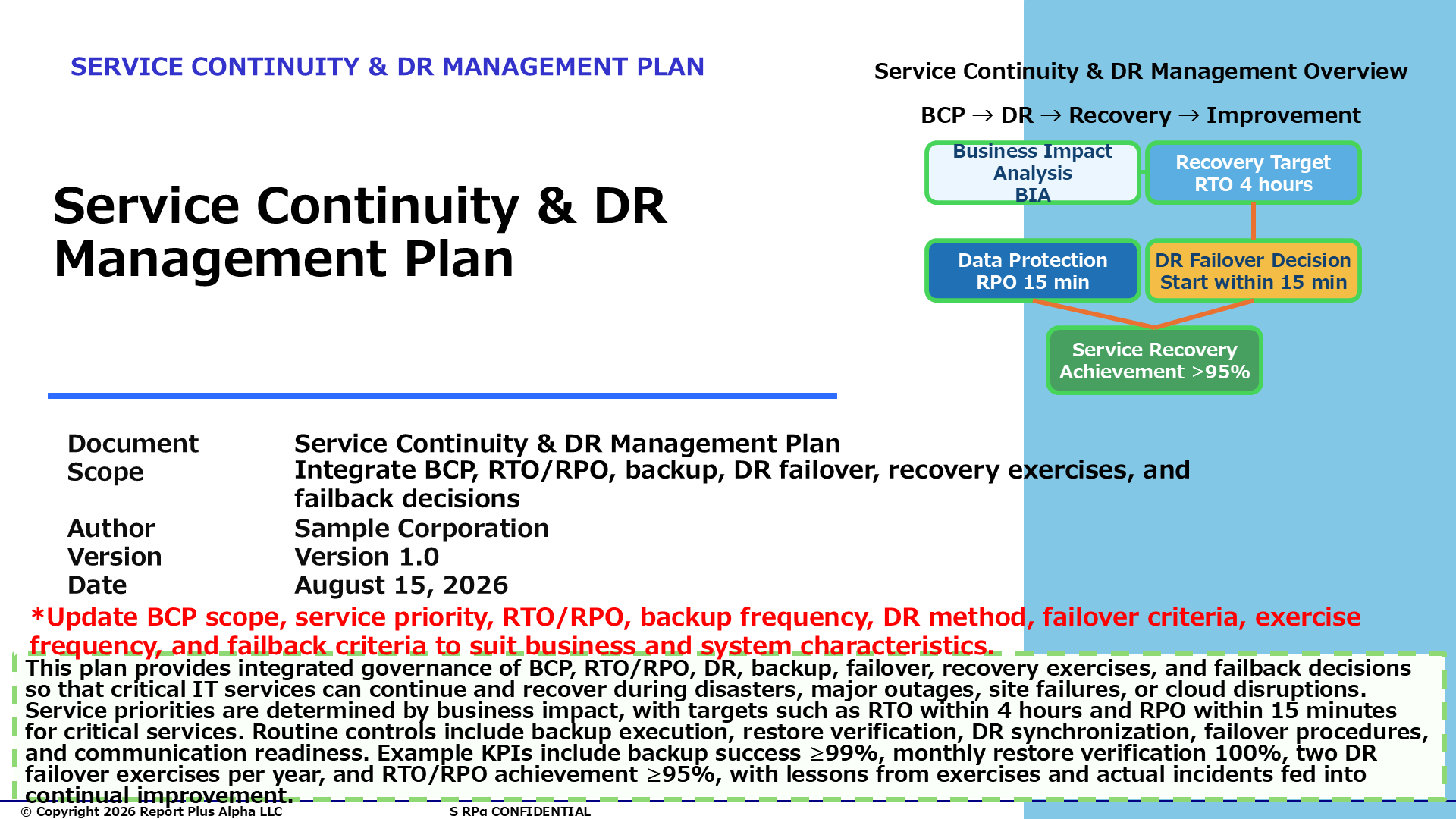 10 Service Continuity & DR Management Plan